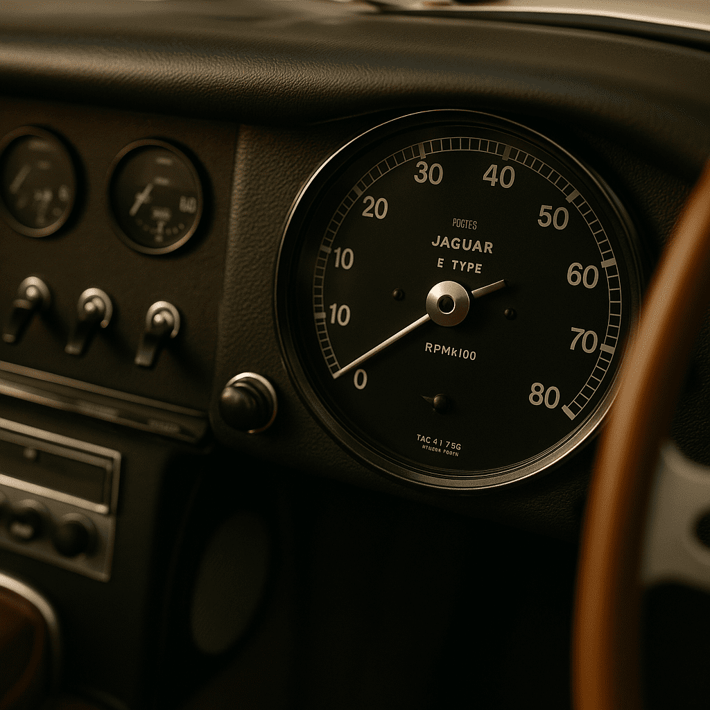 Jaguar E-Type (1961) Dashboard with Iconic Tachometer