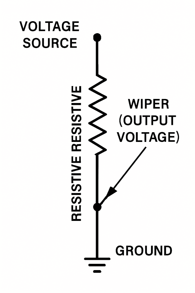 Infographic of potentiometer voltage divider operation