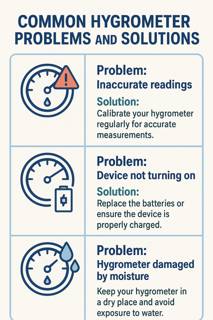 Common hygrometer problems and troubleshooting solutions visual guide