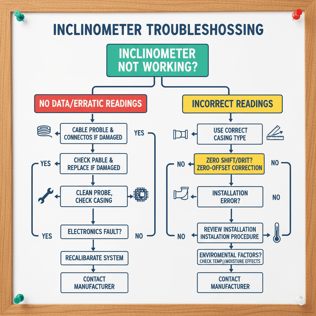 Quick troubleshooting guide for common inclinometer issues