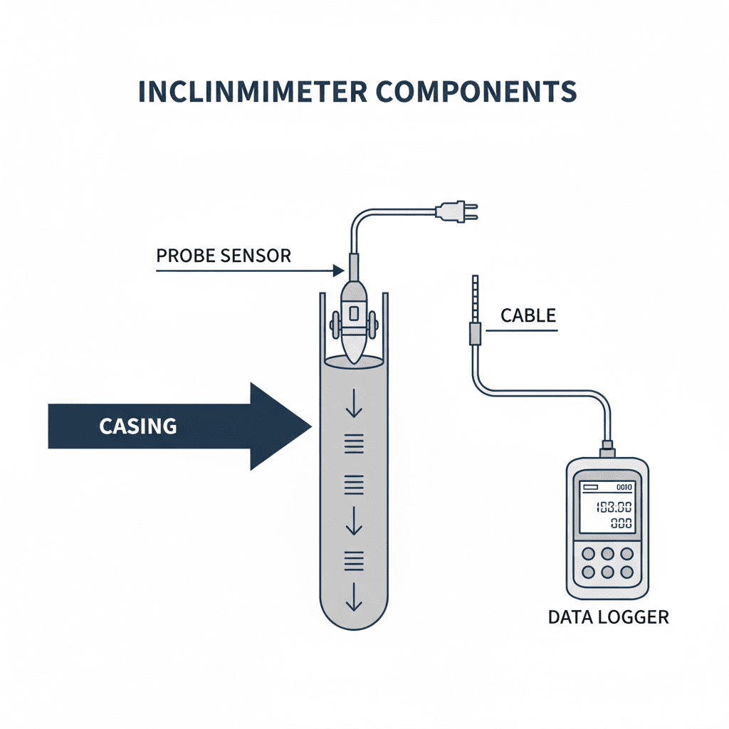 Main parts of an inclinometer system and their functions