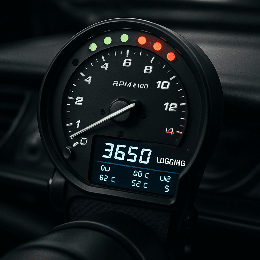 Professional Racing Tachometer with Shift Lights and Data Logging