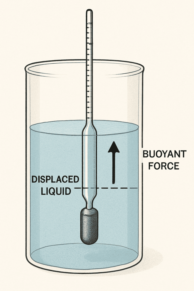 Hydrometer buoyancy principle