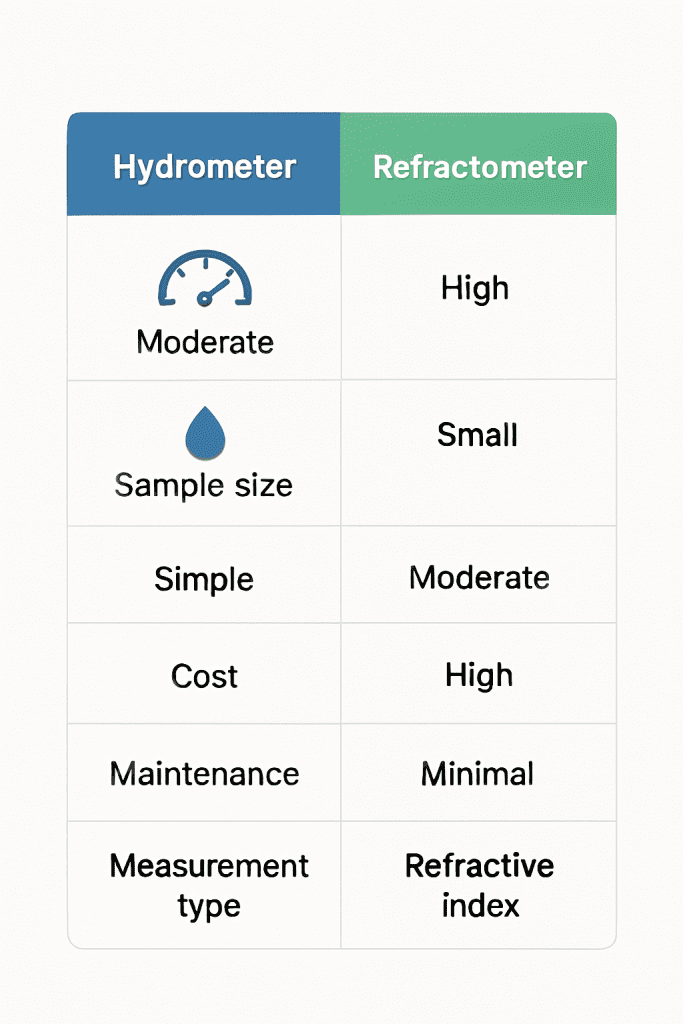 Hydrometer vs. Refractometer comparison