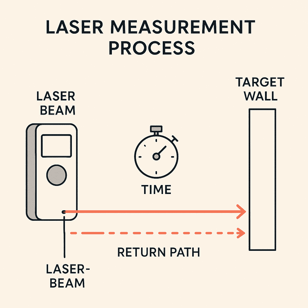 How laser measuring tools work - light pulse timing process