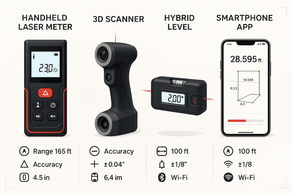 Types of laser measuring tools and their applications