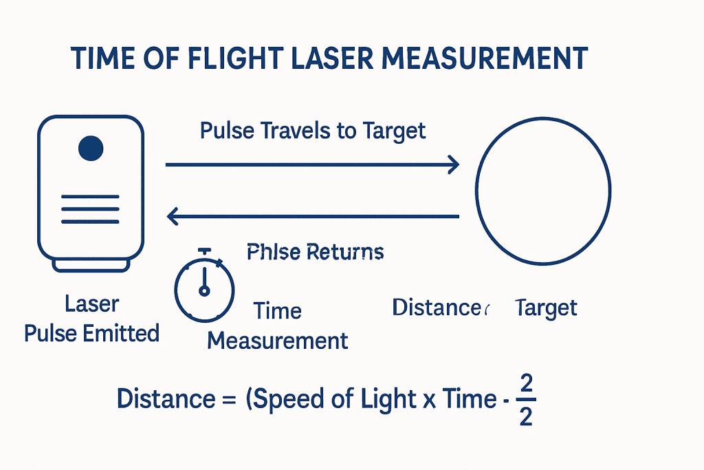 Time-of-Flight Measurement Process - Laser Pulse Journey to Target and Back
