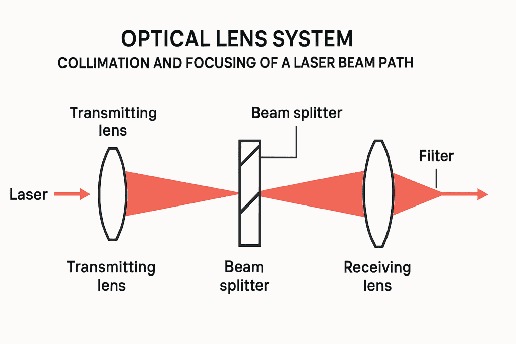Optical Lens Path - Collimation (Outgoing) and Focusing (Incoming) Light