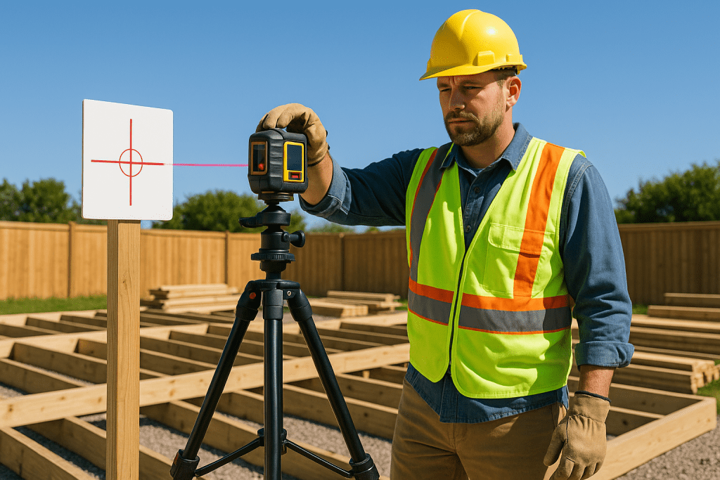 Using laser measuring tool outdoors with tripod and target plate