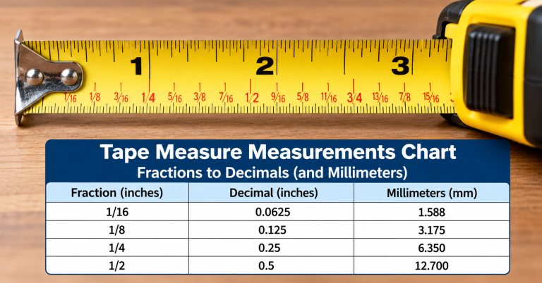 Tape Measure Measurements Chart